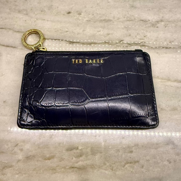 Ted Baker Blue Croc Embossed Leather Card Holder Case Retail $65 - Picture 1 of 11